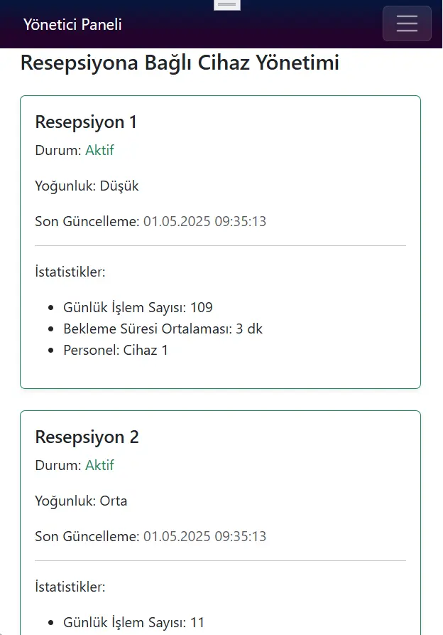 Yetkili Ekranı Konuk Cihazı Listesi